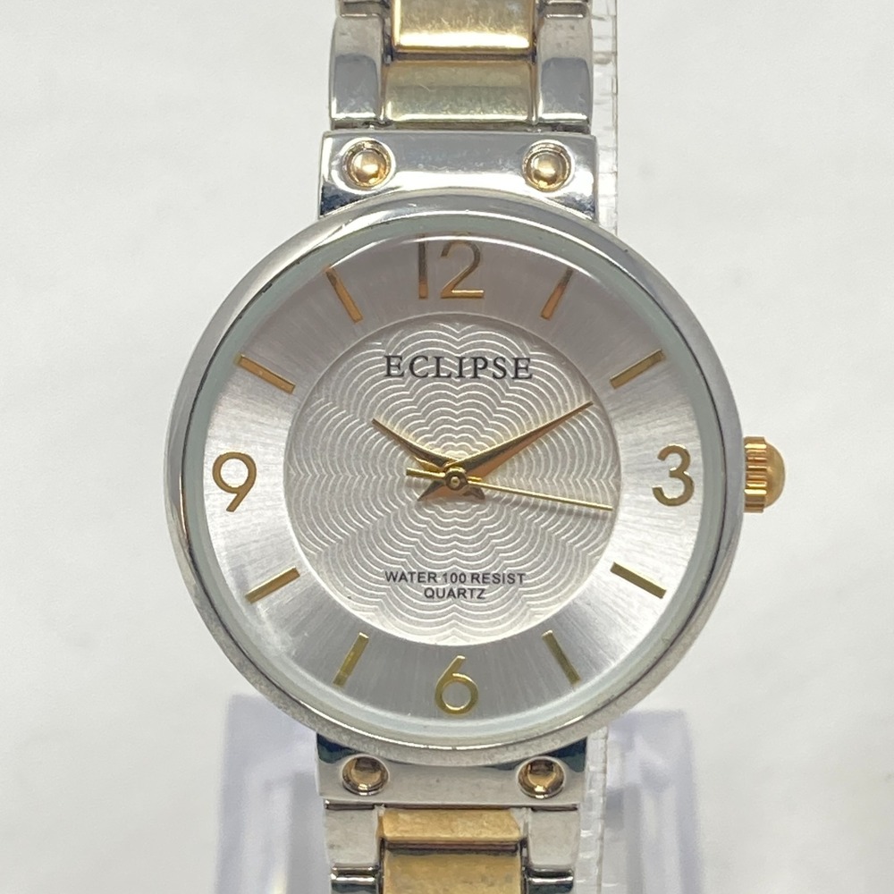 Eclipse Watch Women 30mm Silver Gold Two Tone Concentric 30M New Battery 7.25"